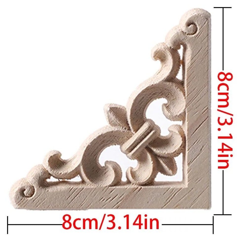European Style Wood Corner Applique Floral Carved Furniture Trim 1