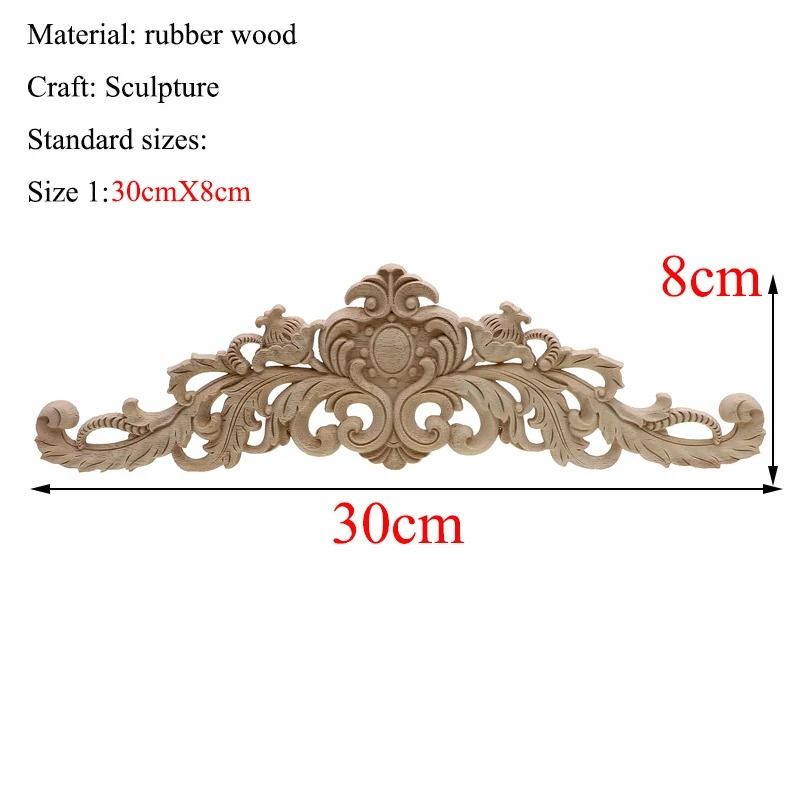 Rectangular Wood Carved Applique Panel Vintage Furniture Moulding Decor 9