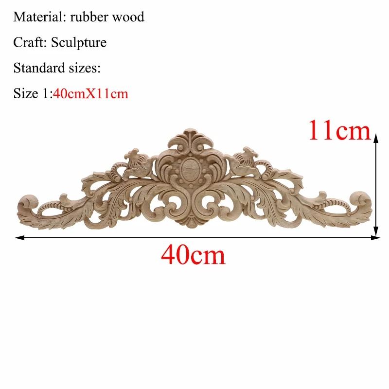 Rectangular Wood Carved Applique Panel Vintage Furniture Moulding Decor 10