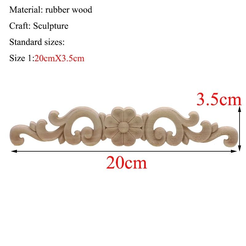 Rectangular Wood Carved Applique Panel Vintage Furniture Moulding Decor 11