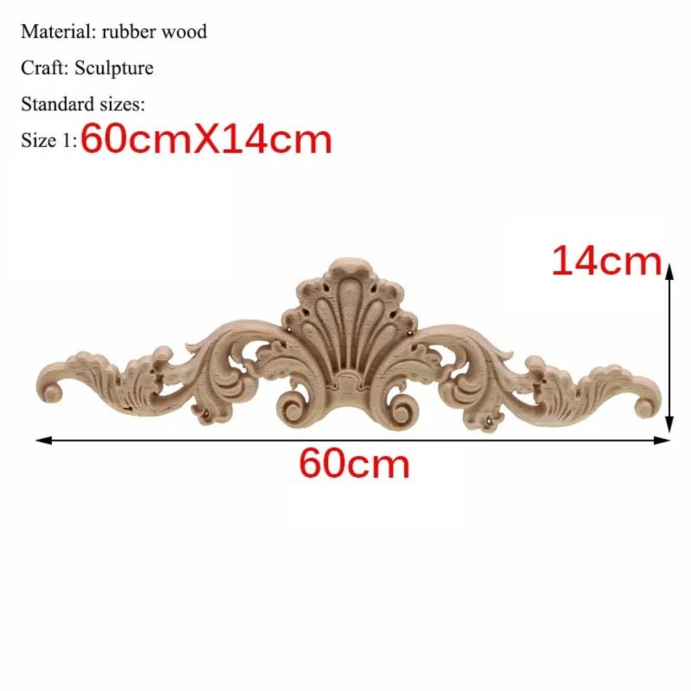 Rectangular Wood Carved Applique Panel Vintage Furniture Moulding Decor 3