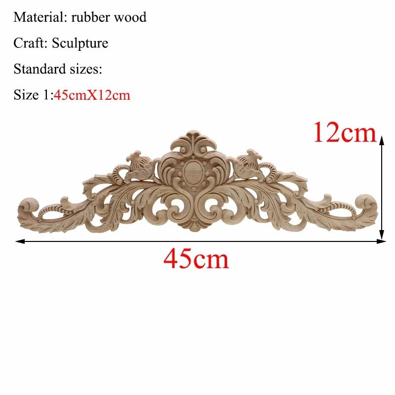 Rectangular Wood Carved Applique Panel Vintage Furniture Moulding Decor 6