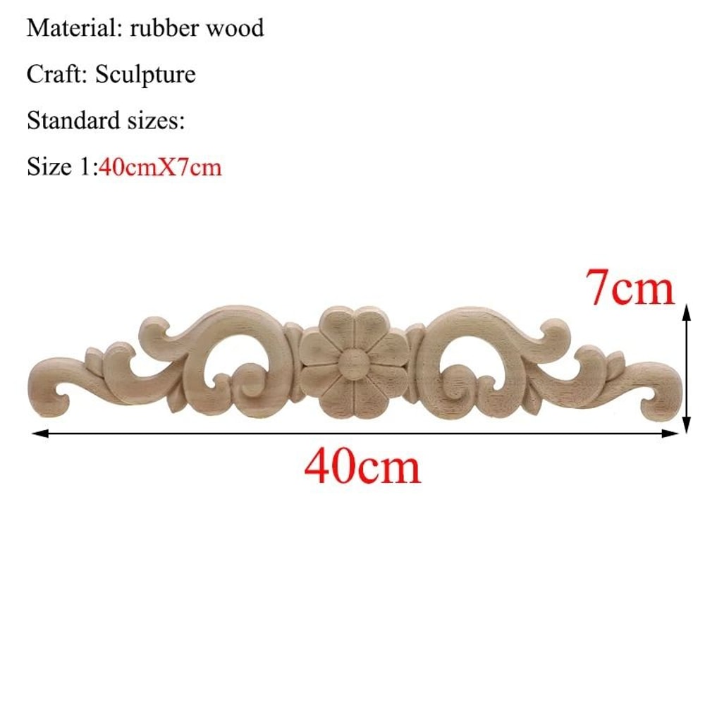 Rectangular Wood Carved Applique Panel Vintage Furniture Moulding Decor 8