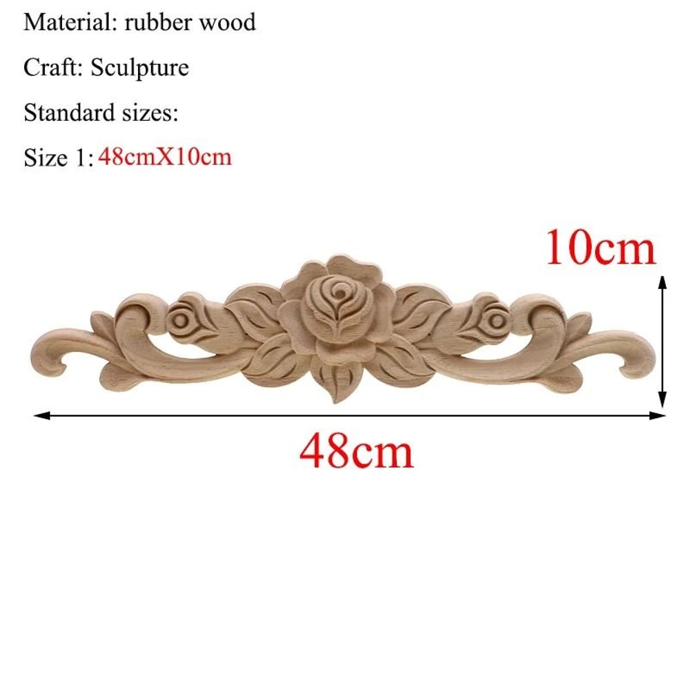 Rectangular Wood Carved Applique Panel Vintage Furniture Moulding Decor 18
