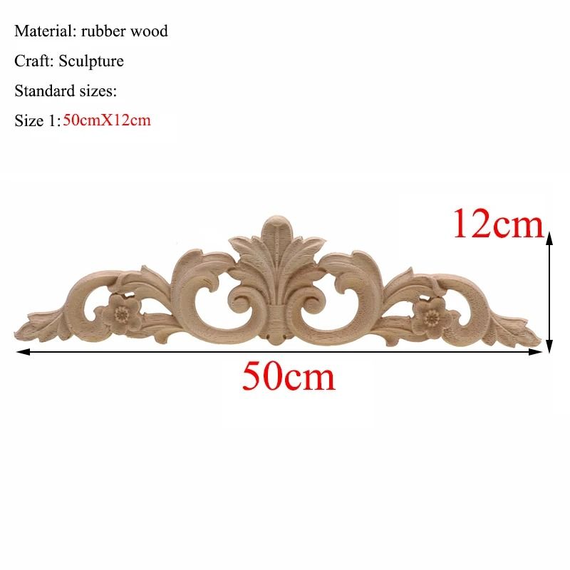 Rectangular Wood Carved Applique Panel Vintage Furniture Moulding Decor 19