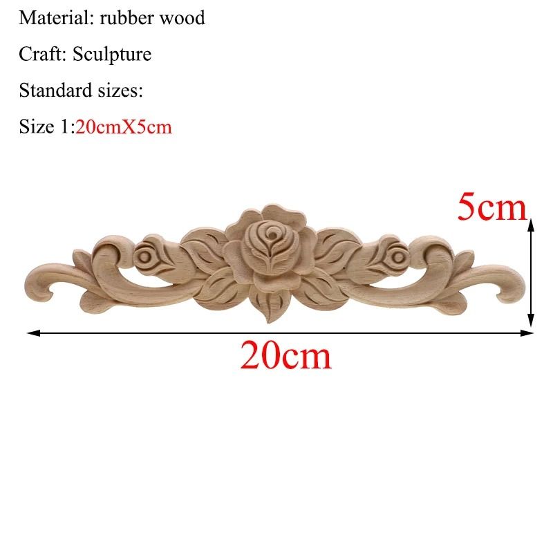 Rectangular Wood Carved Applique Panel Vintage Furniture Moulding Decor 20