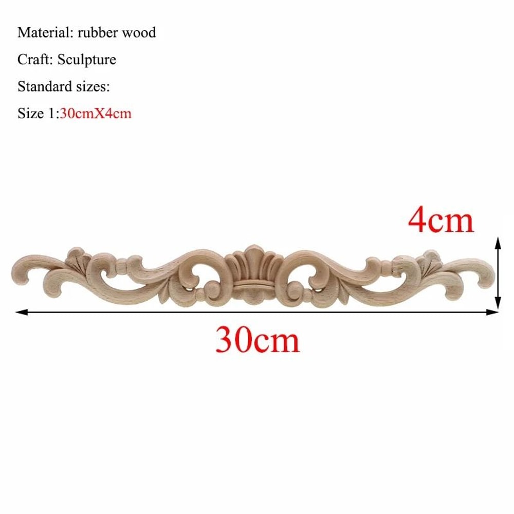 Rectangular Wood Carved Applique Panel Vintage Furniture Moulding Decor 25
