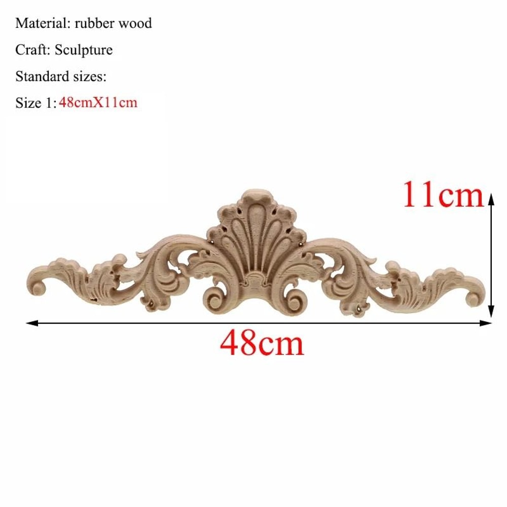 Rectangular Wood Carved Applique Panel Vintage Furniture Moulding Decor 27