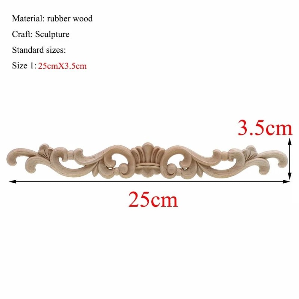 Rectangular Wood Carved Applique Panel Vintage Furniture Moulding Decor 29