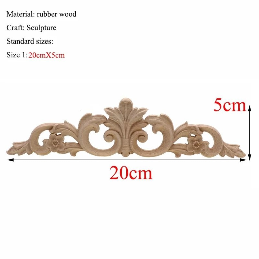 Rectangular Wood Carved Applique Panel Vintage Furniture Moulding Decor 22