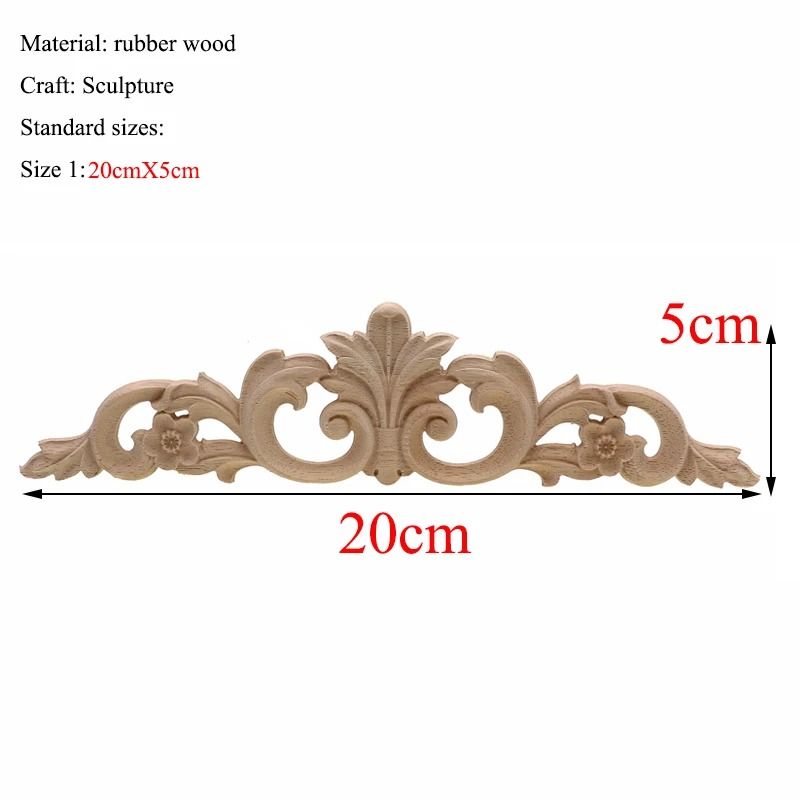 Rectangular Wood Carved Applique Panel Vintage Furniture Moulding Decor 22