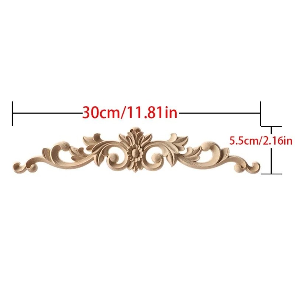 Upright Wood Carving Applique Strip Decorative Furniture Trim 15