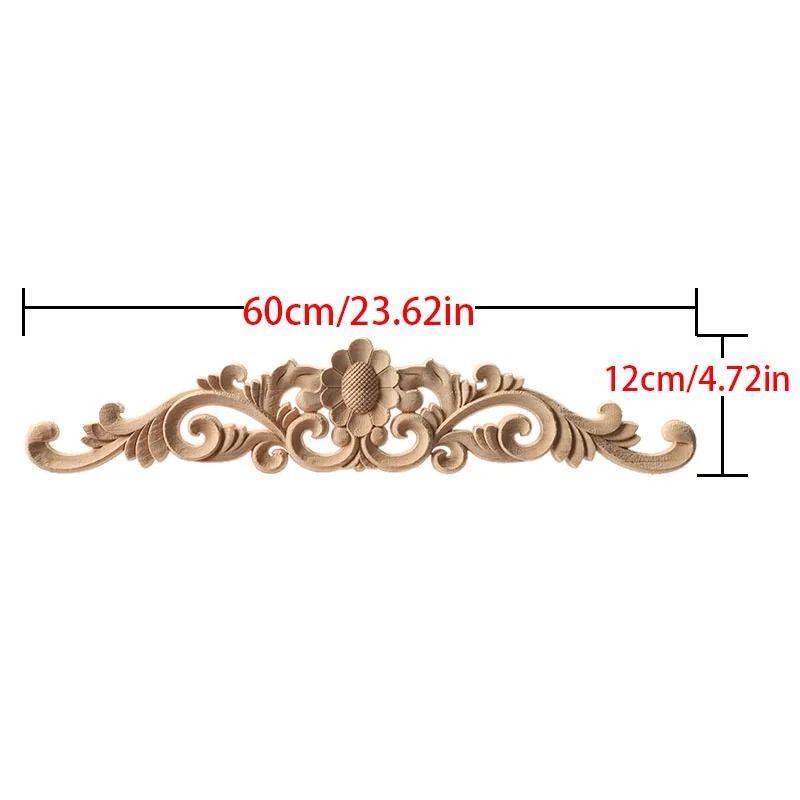 Upright Wood Carving Applique Strip Decorative Furniture Trim 24