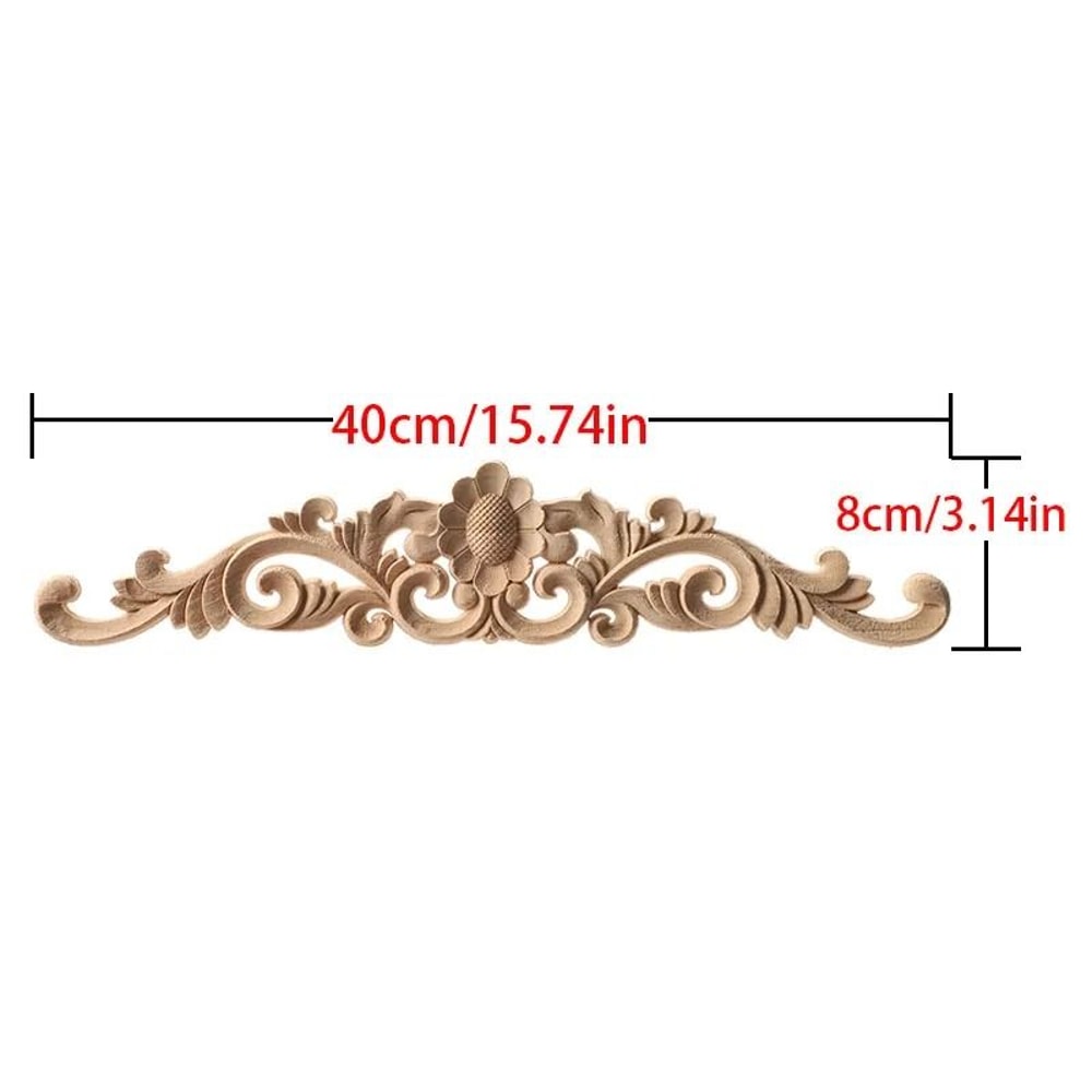 Upright Wood Carving Applique Strip Decorative Furniture Trim 26