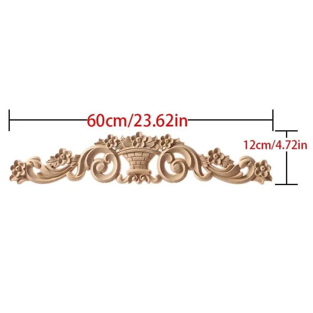 Upright Wood Carving Applique Strip Decorative Furniture Trim 20