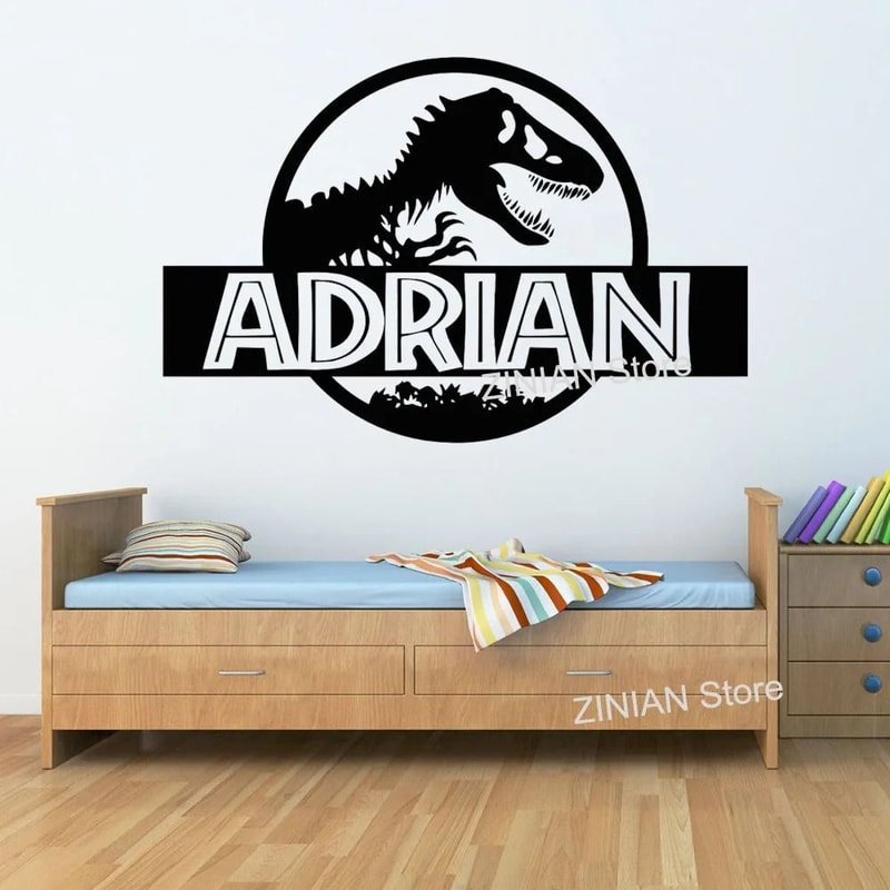 Personalized Dinosaur Wall Sticker Custom Name T Rex Kids Room Decor 0