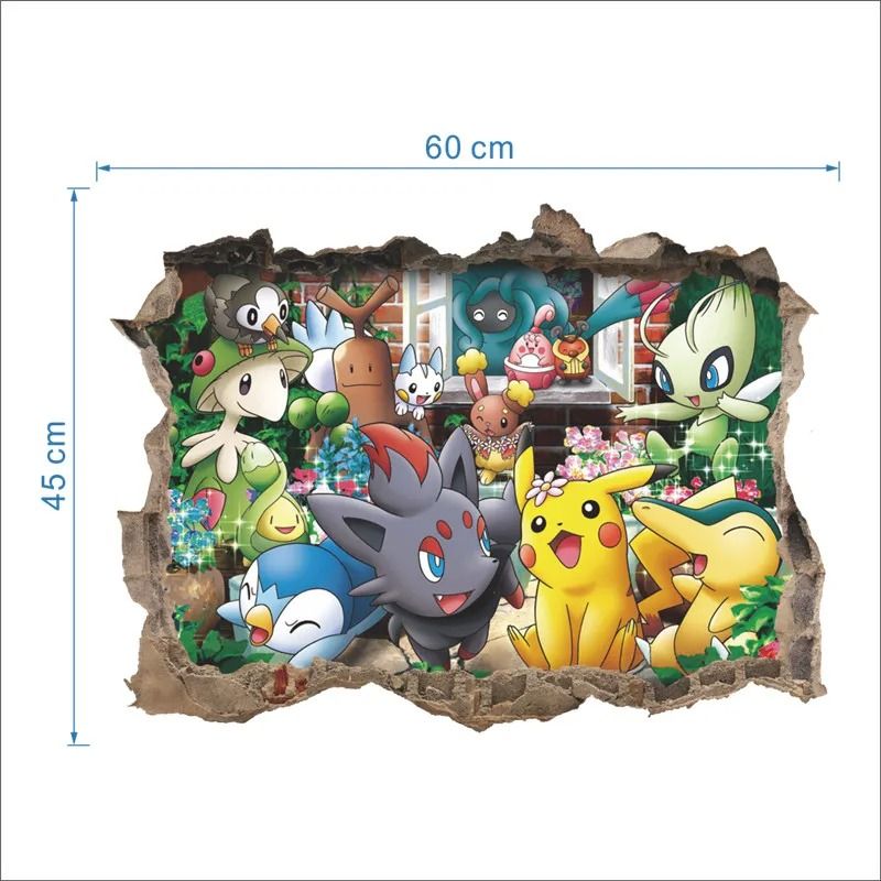 Pikachu Cartoon Wall Sticker Cute Anime Wall Decals For Kids Room 10