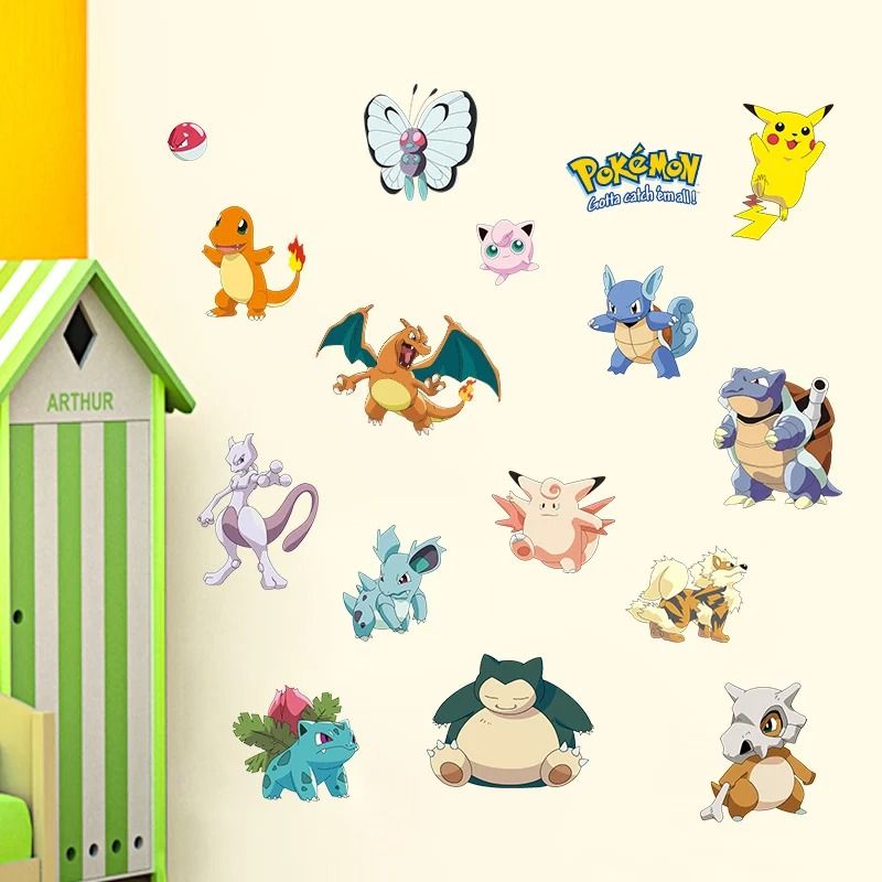 Pikachu Cartoon Wall Sticker Cute Anime Wall Decals For Kids Room 11