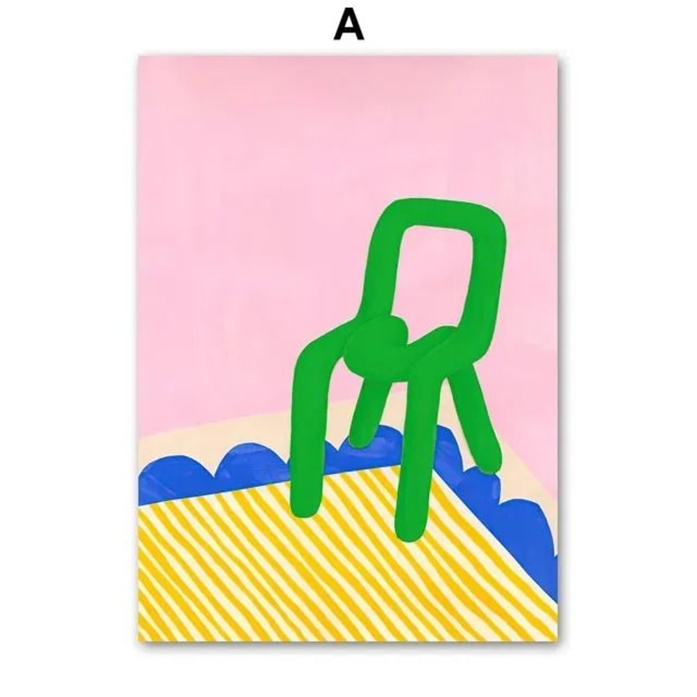 Abstract Crocodile Chair Canvas Wall Art Colorful Modern Poster 1