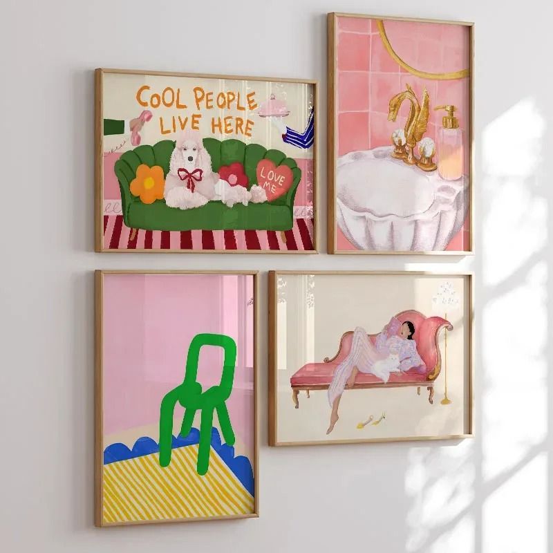 Abstract Crocodile Chair Canvas Wall Art Colorful Modern Poster 0