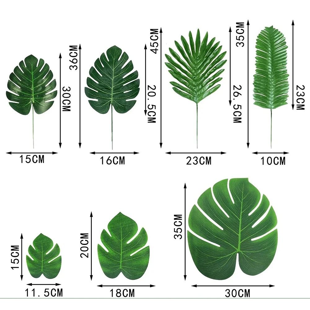 Artificial Palm Leaves Set Tropical Jungle Party Table Decor 9