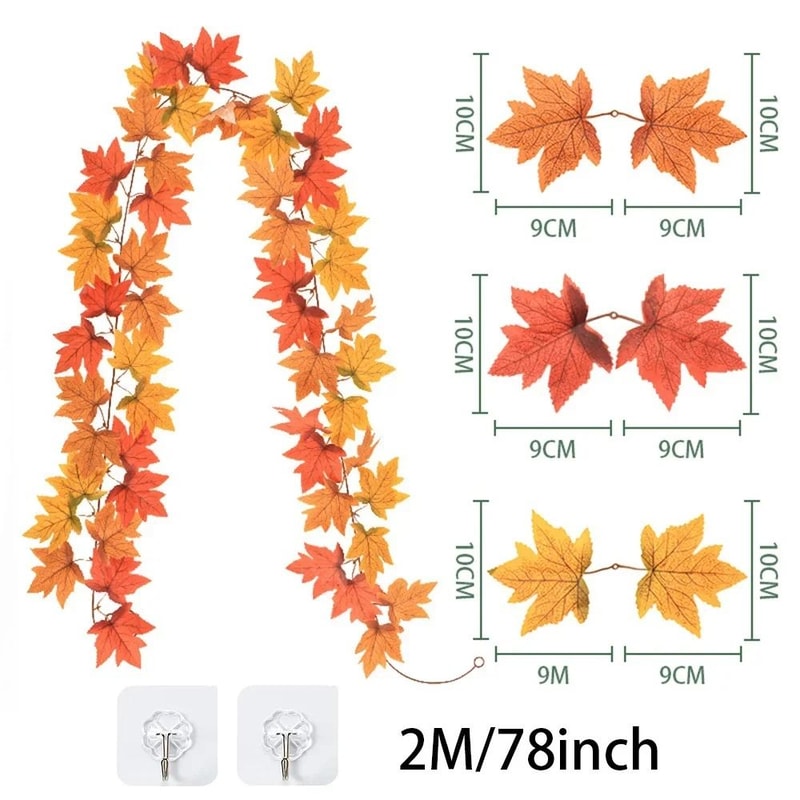 Artificial Maple Leaf Garland Autumn Decor Vine For Seasonal Decoration 3