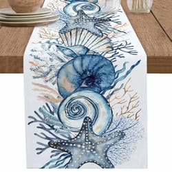 coastal ocean linen table runner beach theme dining decor