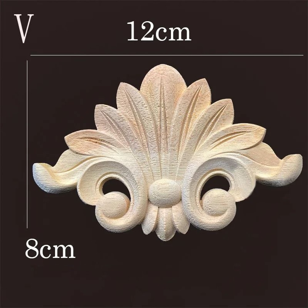 Natural Wood Carving Appliques Furniture Onlays Decorative Moulding For DIY Home Upgrade 10