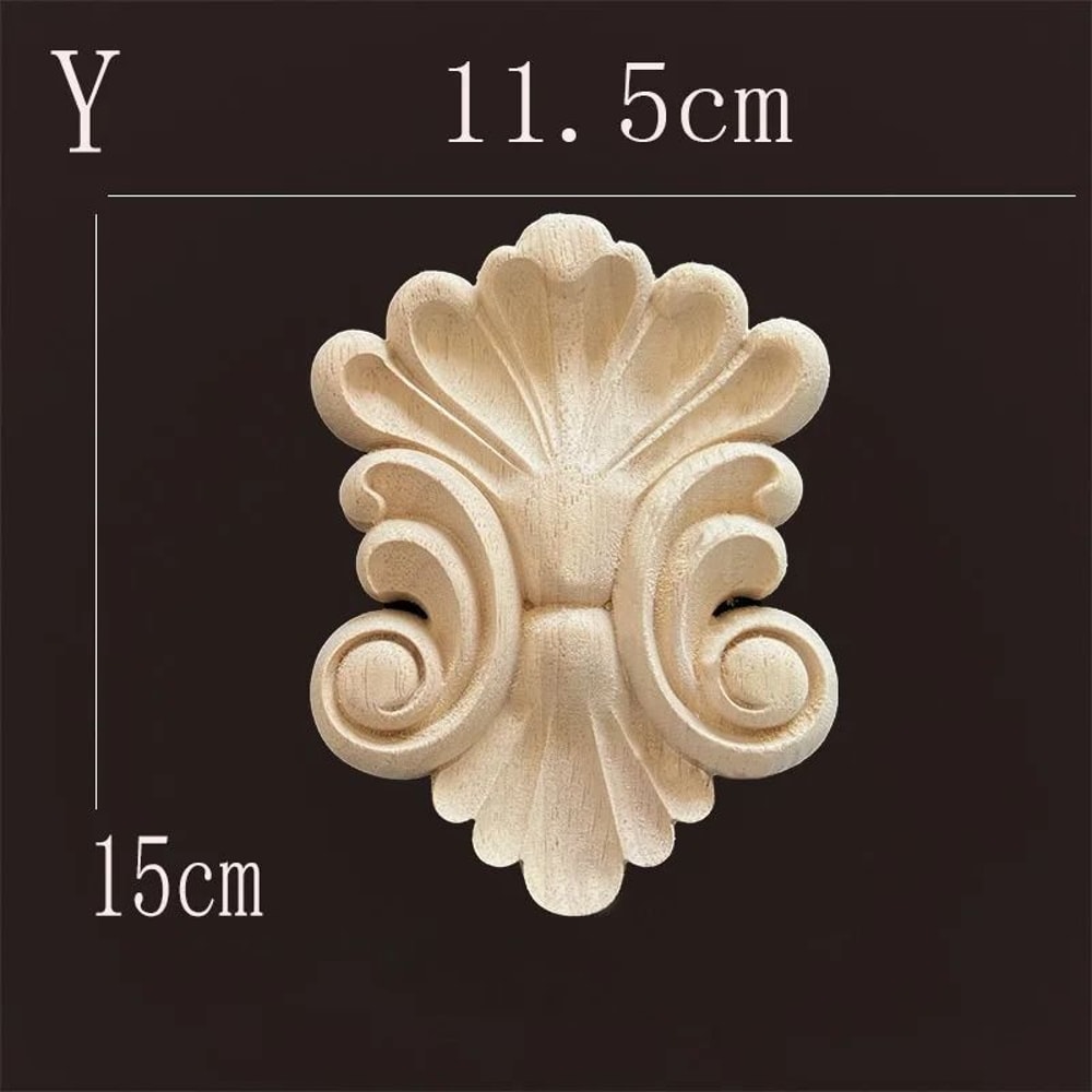 Natural Wood Carving Appliques Furniture Onlays Decorative Moulding For DIY Home Upgrade 7