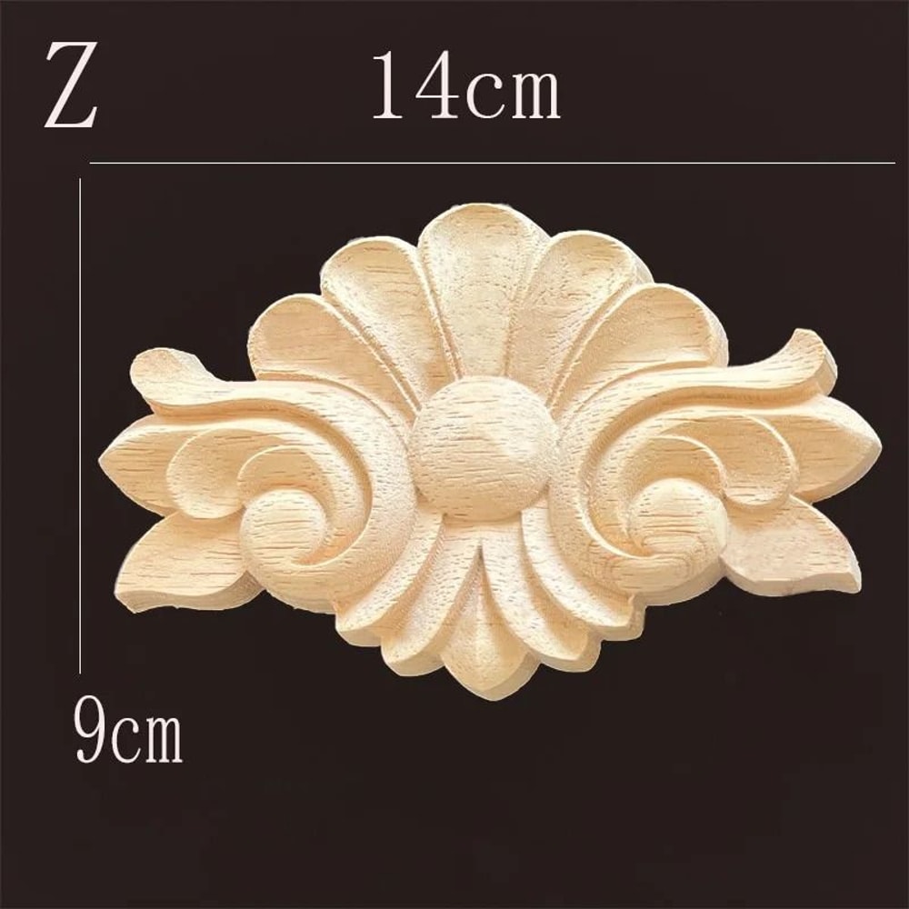 Natural Wood Carving Appliques Furniture Onlays Decorative Moulding For DIY Home Upgrade 8