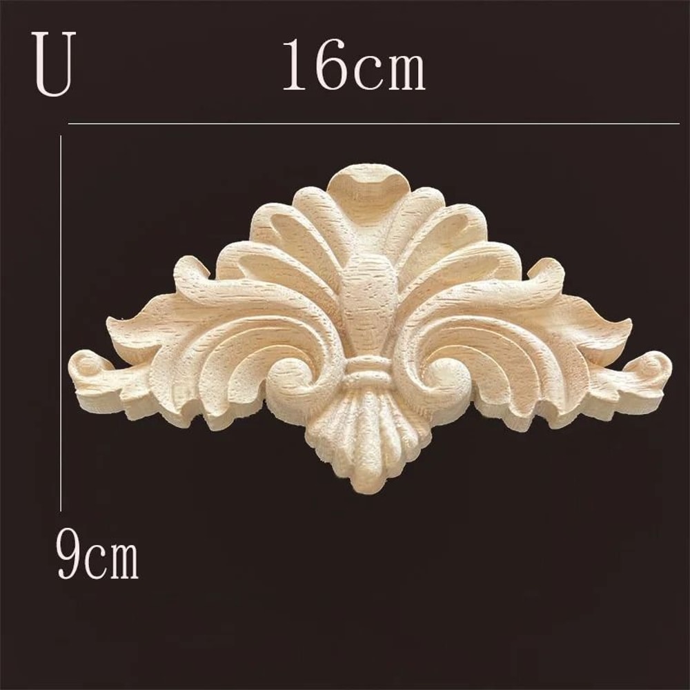 Natural Wood Carving Appliques Furniture Onlays Decorative Moulding For DIY Home Upgrade 15