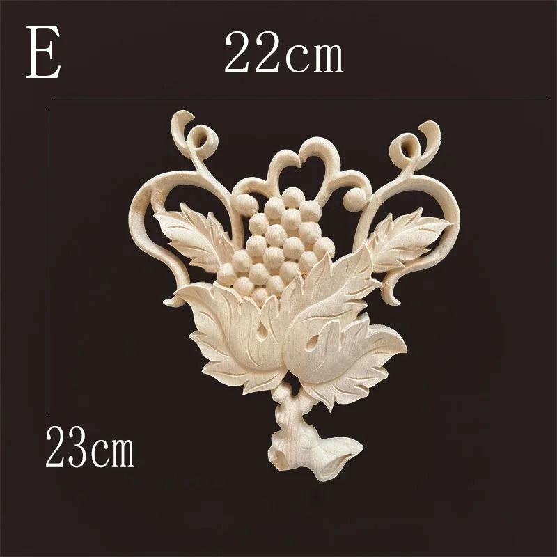 Natural Wood Carving Appliques Furniture Onlays Decorative Moulding For DIY Home Upgrade 29