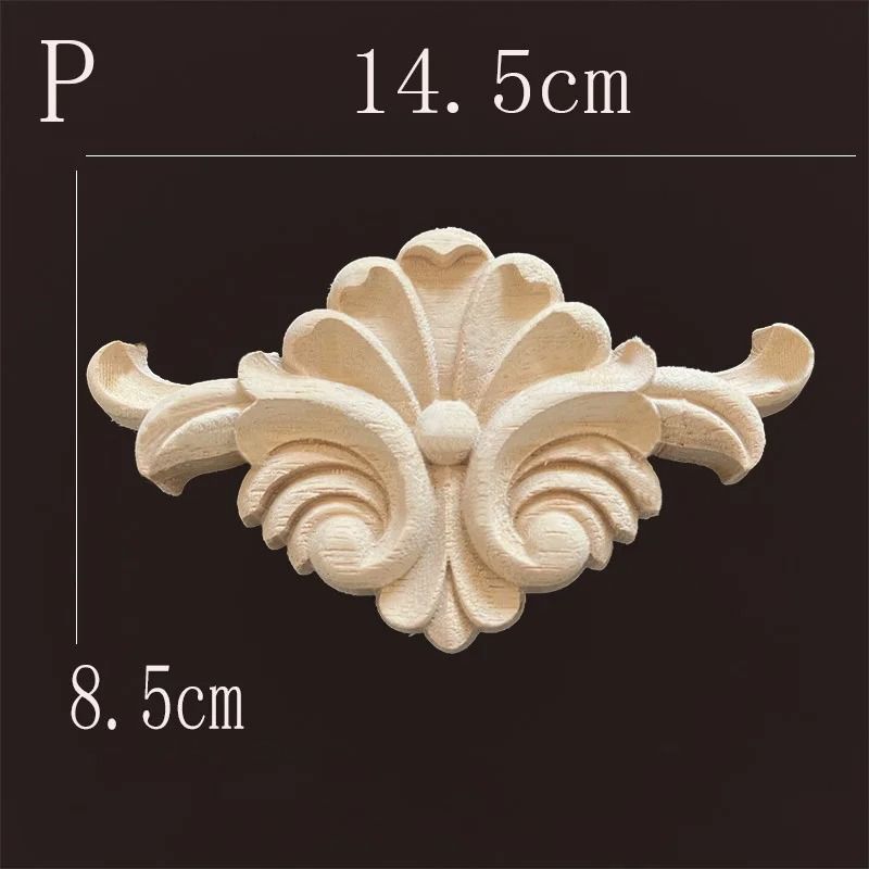 Natural Wood Carving Appliques Furniture Onlays Decorative Moulding For DIY Home Upgrade 20