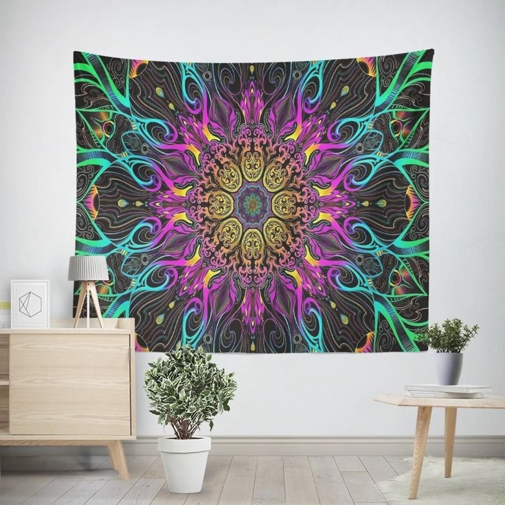 Bohemian Mandala Tapestry Wall Hanging Psychedelic Hippie Room Decor 2