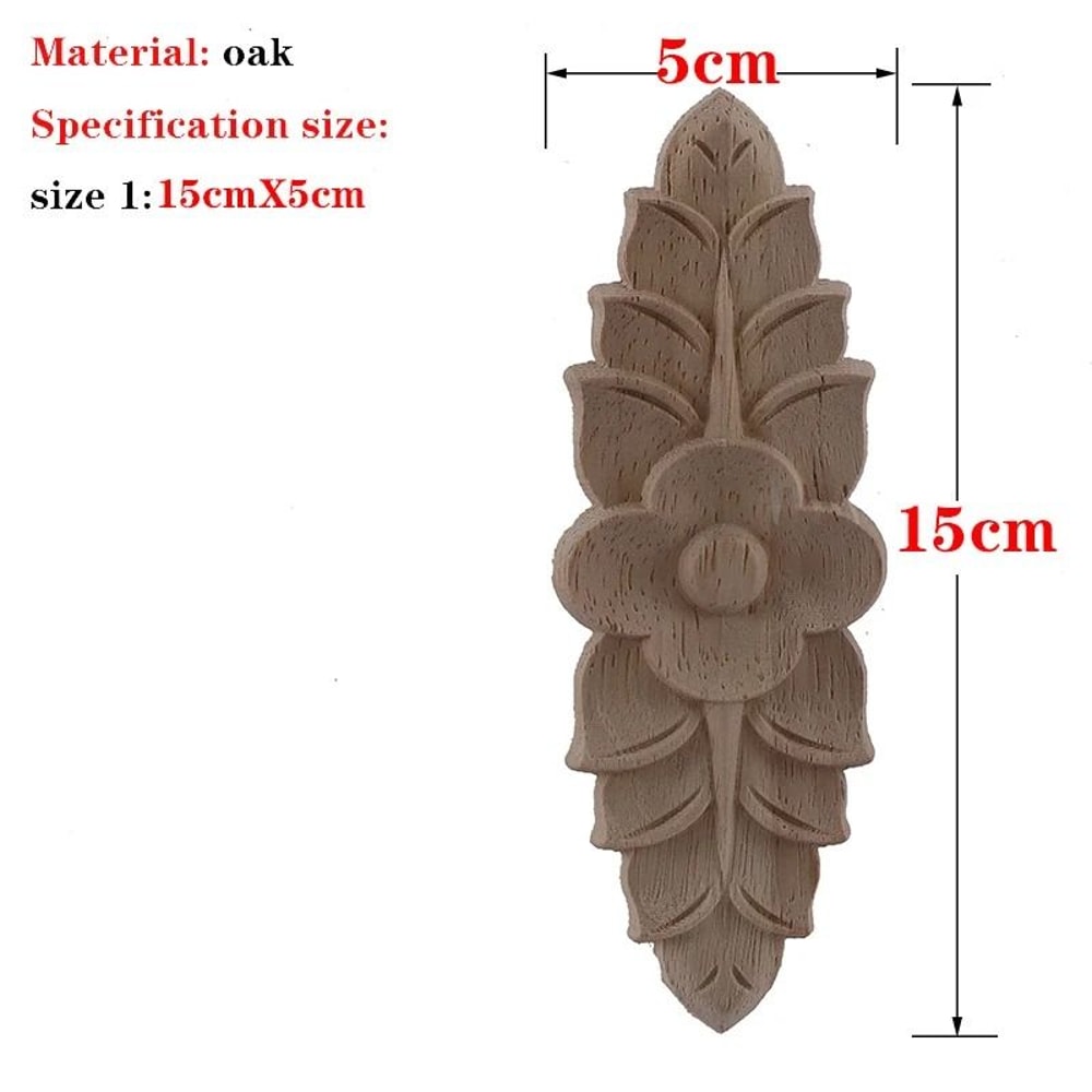 Unpainted Wood Carved Applique Decorative Furniture Onlay Corner Accent 13