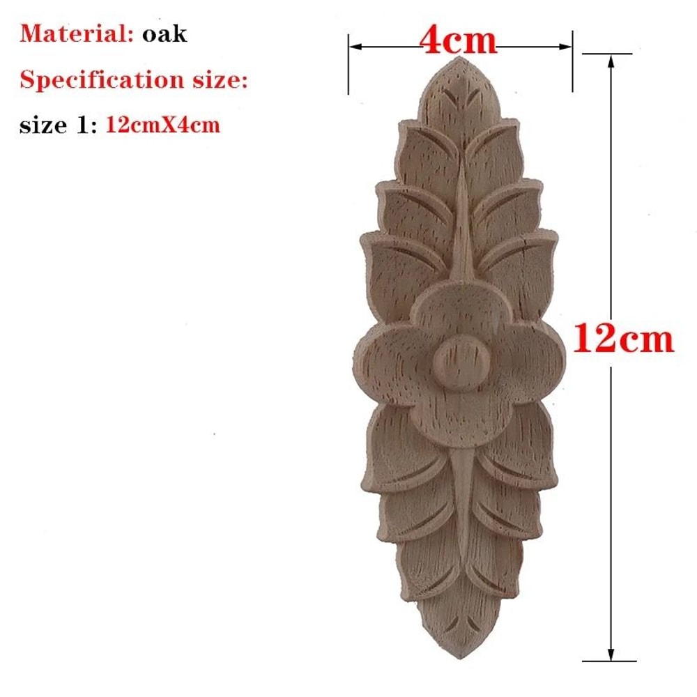 Unpainted Wood Carved Applique Decorative Furniture Onlay Corner Accent 18