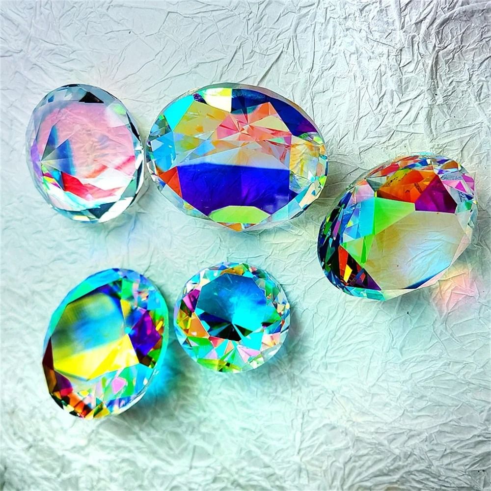 AB Crystal Prism Diamond Tabletop Decor Rainbow Glass Gem Ornament 1