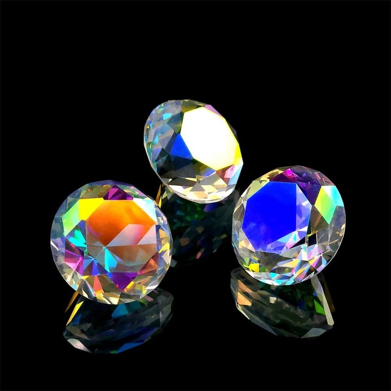 AB Crystal Prism Diamond Tabletop Decor Rainbow Glass Gem Ornament 2