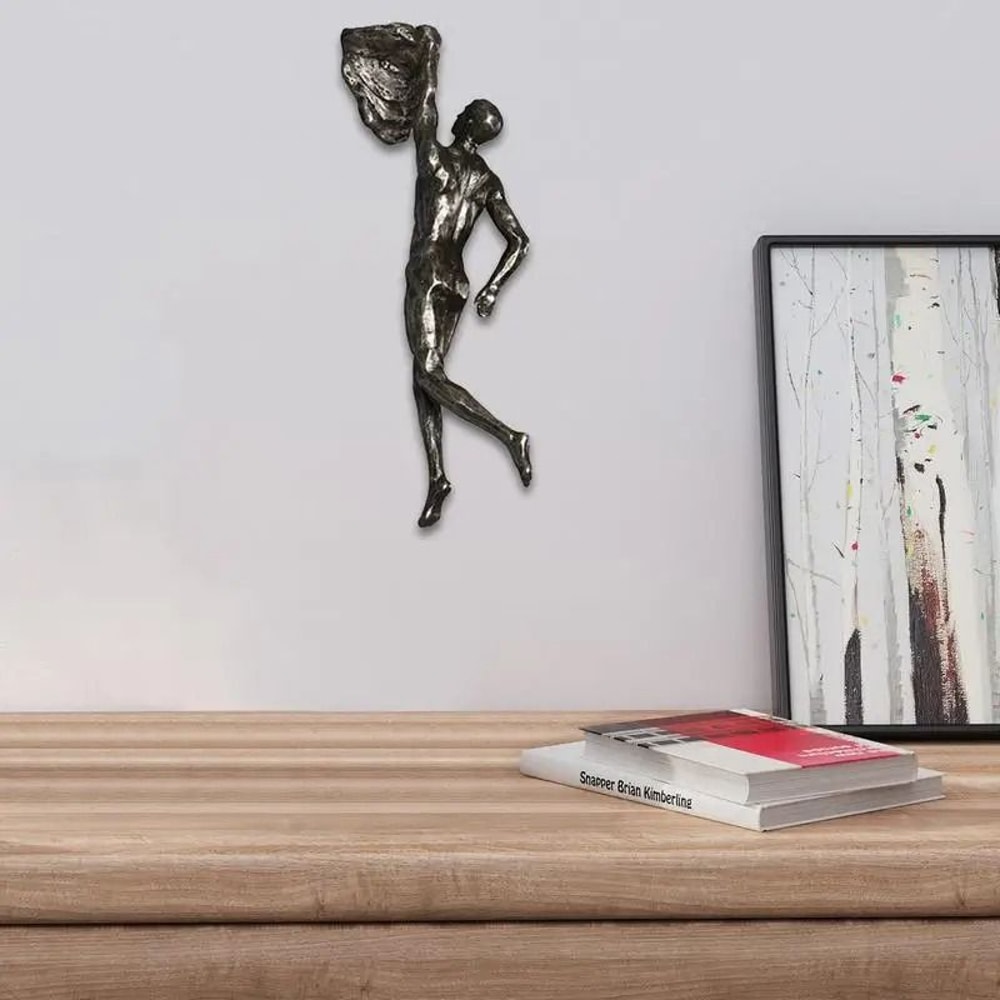 Rock Climbing Man Wall Sculpture Resin Athlete Decor Retro Hanging Art 14
