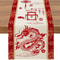 Chinese New Year Dragon Linen Table Runner Spring Festival Dining Decor 0