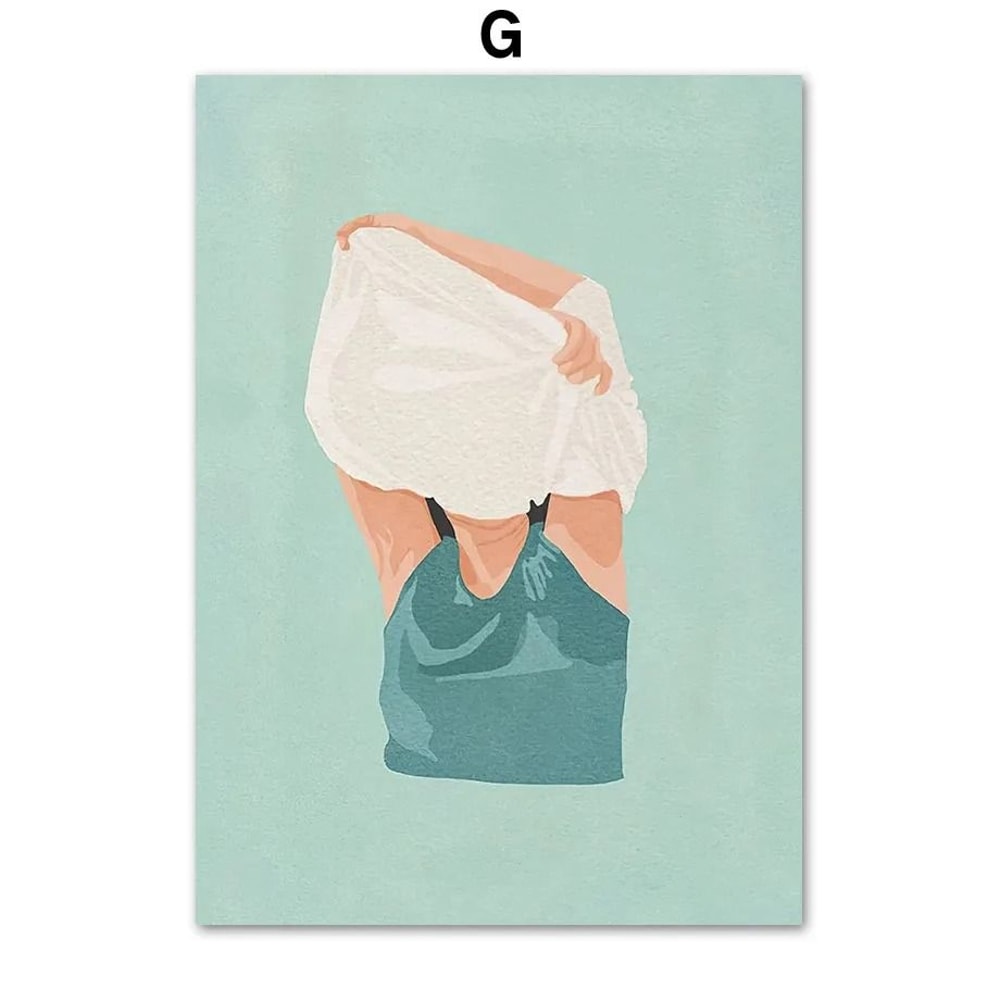 Laundry Girl Canvas Wall Art Nordic Poster Print For Bathroom And Laundry Room Decor 7