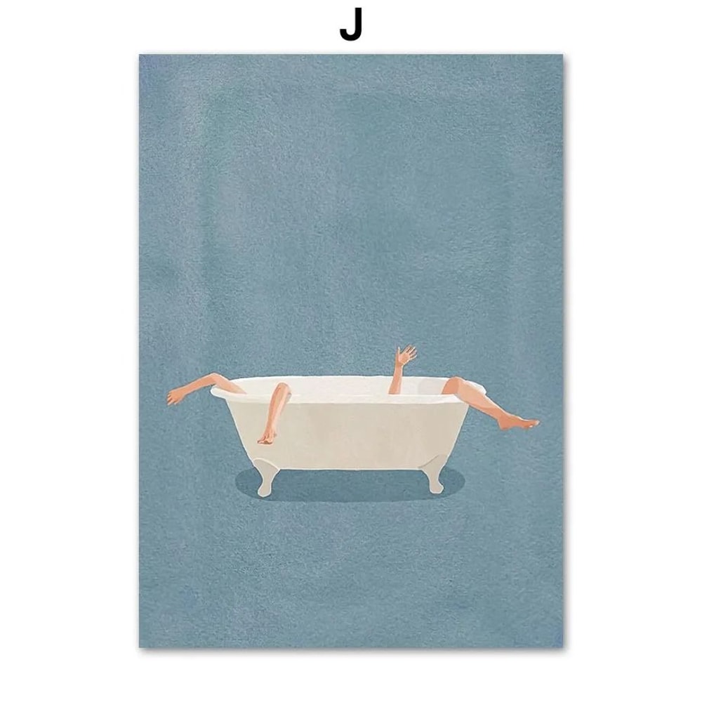 Laundry Girl Canvas Wall Art Nordic Poster Print For Bathroom And Laundry Room Decor 10