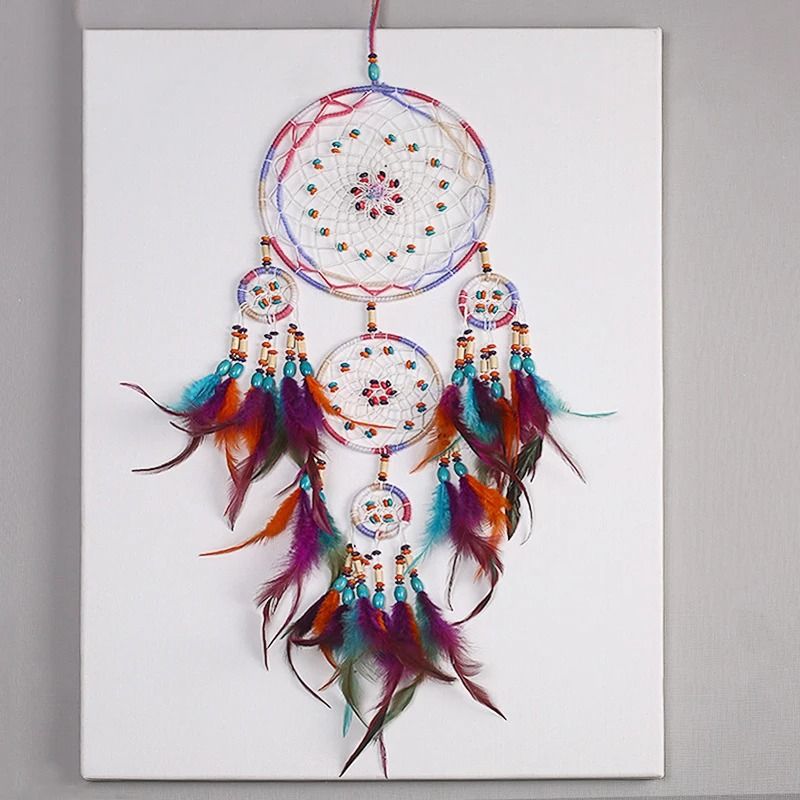 Handmade Five Ring Dream Catcher Wall Hanging Bohemian Home Decor 8