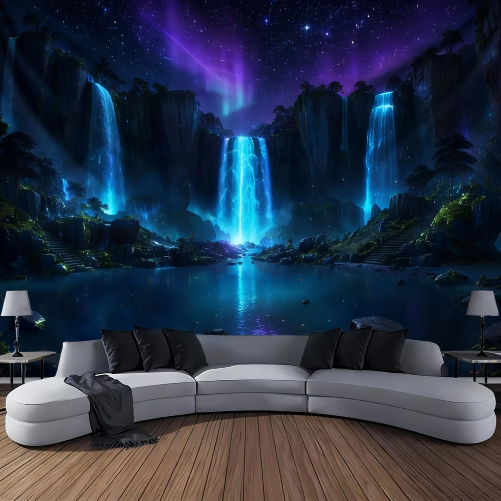 Waterfall Canyon Wall Tapestry Large Landscape Wall Hanging Decor 2