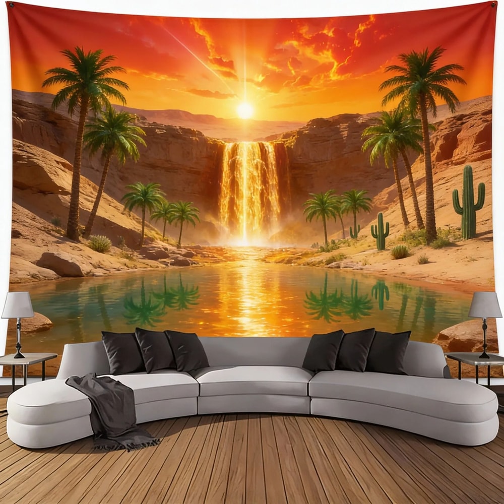 Waterfall Canyon Wall Tapestry Large Landscape Wall Hanging Decor 5