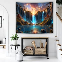 waterfall canyon wall tapestry large landscape wall hanging decor