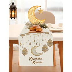 ramadan kareem linen table runner moon star eid dining table decor