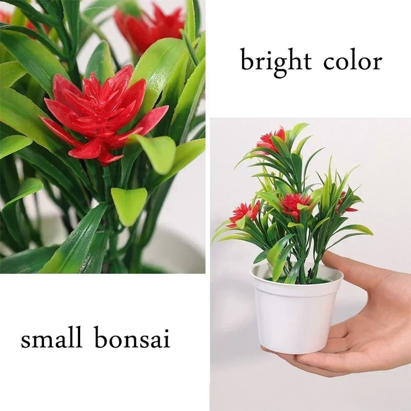 Artificial Flower Bonsai Potted Plant Colorful Tabletop Decor For Home 8
