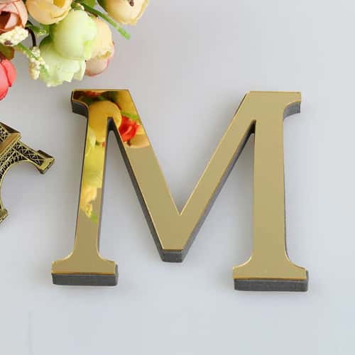 Gold Mirror Letter Wall Stickers Acrylic Alphabet DIY Decor
