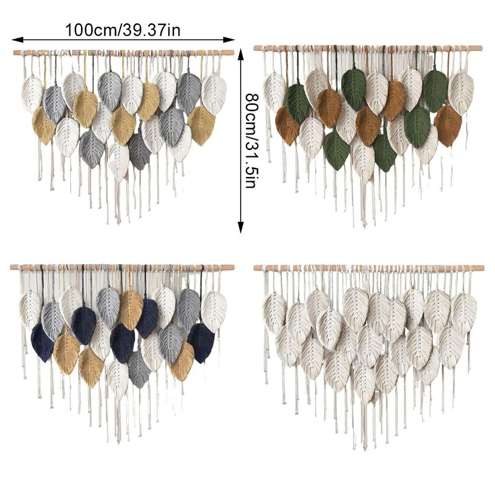 Large Macrame Wall Hanging Boho Woven Tapestry Handmade Leaf Decor 7